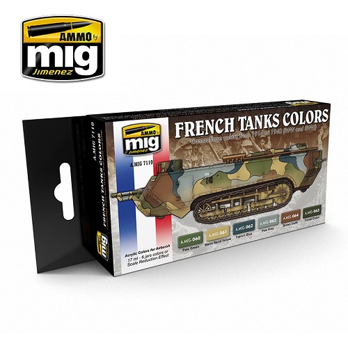 Ammo Mig A.MIG7110 WWI & WWII French Tank Camouflage Colours Acrylic Paint Set